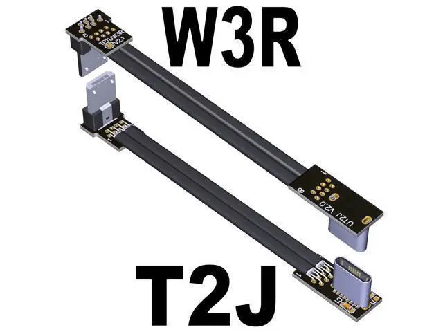 Alt view image 4 of 5 - USB 2.0 Type-C Male to Micro-B Male OTG Flat Cable (10cm, T2G-W3R)