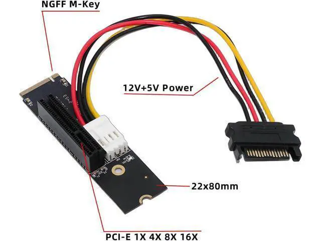 Alt view image 2 of 7 - M-Key 22x80mm Extender to PCI-E X1 X4 X8 X16 Graphics Card Riser Adapter PCI-Express for M2 2260 2280