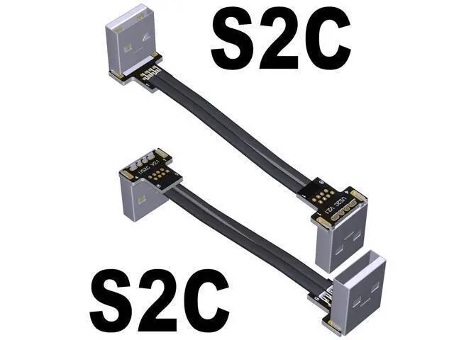 Alt view image 2 of 6 - ADT-Link USB 2.0 Type-A Male to Type-A Male Flat Cable with Metal Shield (10cm, S2C-S2C)