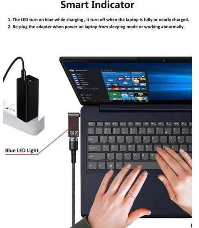 Alt view image 5 of 6 - USB C to H-P Laptop Charger Cable 100W PD GaN Fast Charger Adapter with 7.4x5.0mm Tip for H-P 2510P/2530P/NC4400/2710P/B1200/CQ20 etc