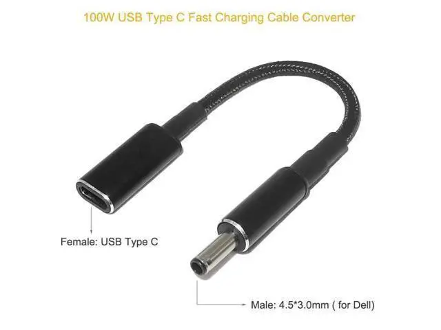 Alt view image 2 of 7 - USB C to Slim Laptop Charging Cable, 0.8ft, 4.5x3.0mm for D-ELL