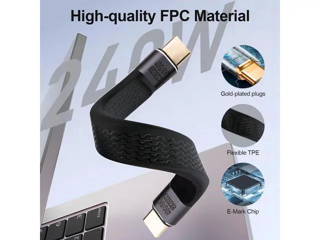 Alt view image 2 of 7 - Short USB C Extension Cable 5Inch, 40Gbps, USB Type C Male to Male Extender Cord PD 100W, USB C Extender Cable Short Support 8K Video and Data Sync for Thunderbolt, Tablet, Phone