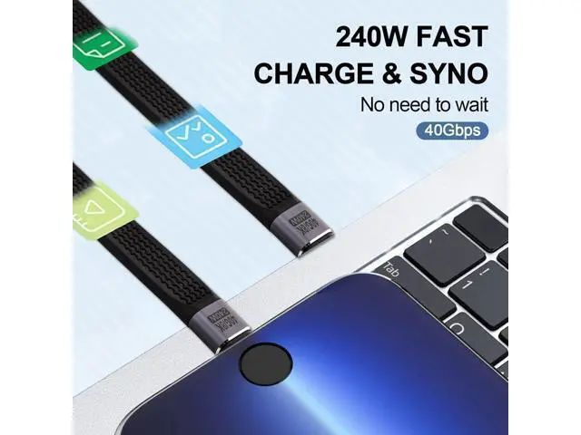 Alt view image 3 of 7 - Short USB C Extension Cable 5Inch, 40Gbps, USB Type C Male to Male Extender Cord PD 100W, USB C Extender Cable Short Support 8K Video and Data Sync for Thunderbolt, Tablet, Phone