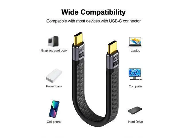 Alt view image 7 of 7 - Short USB C Extension Cable 5Inch, 40Gbps, USB Type C Male to Male Extender Cord PD 100W, USB C Extender Cable Short Support 8K Video and Data Sync for Thunderbolt, Tablet, Phone