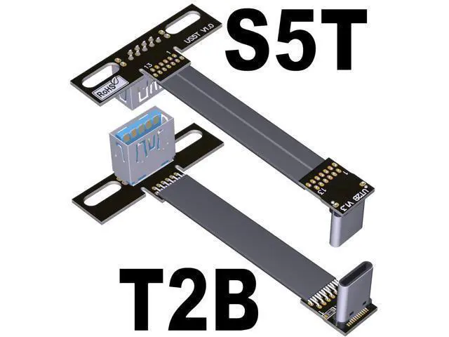 Alt view image 5 of 6 - USB 3.1 Type-C Male to Type-A Female Flat Cable (10cm, T1B-S4B)