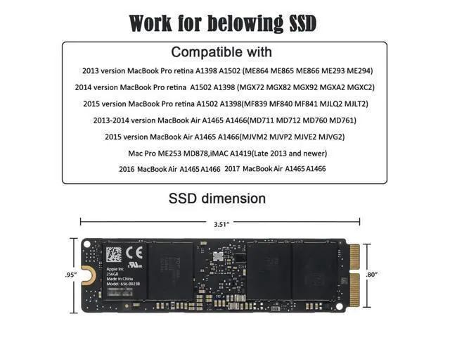 Alt view image 6 of 7 - PCI Express M.2 NGFF M-Key PCI-E 4X to 12Pin+16Pin Contacts SSD Convert Card for 2013 2014 2015 2016 2017 A1493 A1502 A1465 A1466