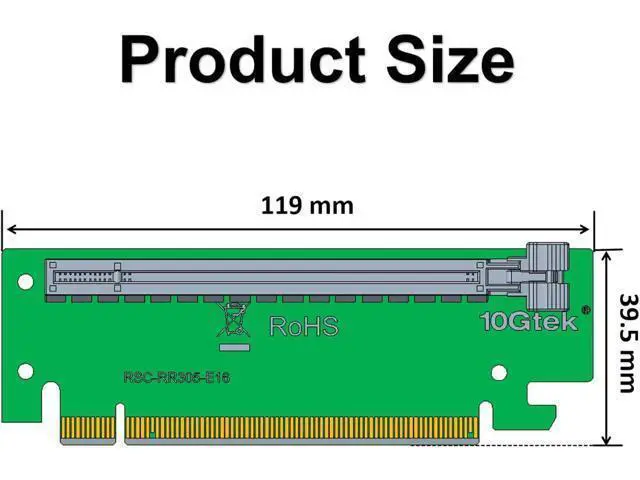 Alt view image 6 of 6 - PCI-Express 16x Riser Card 270-Degree R-Angle Riser Adapter Card for 2U, RS44SR-1(305)