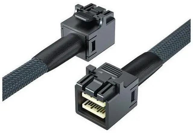 Main image of SFF-8643 to SFF-8643 12G Internal Mini SAS HD Cable, with Sideband, for NVMe Backplane/RAID Controller, 100-Ohm, Straight to Straight, 0.3-m(0.9ft)