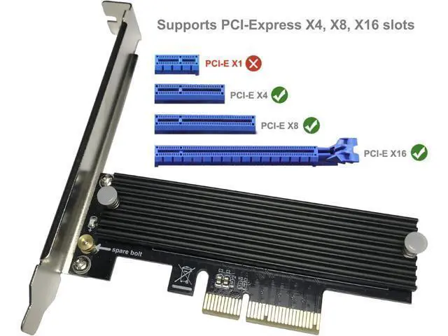 Alt view image 3 of 7 - M.2 NVME to PCIe 3.0/4.0 x4 Adapter, NVME/AHCI SSD to PCIe Expansion Card with Aluminum Heatsink Solution, Supports PCI-Express X4 X8 X16 Slots