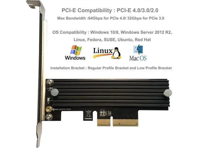 Alt view image 6 of 7 - M.2 NVME to PCIe 3.0/4.0 x4 Adapter, NVME/AHCI SSD to PCIe Expansion Card with Aluminum Heatsink Solution, Supports PCI-Express X4 X8 X16 Slots
