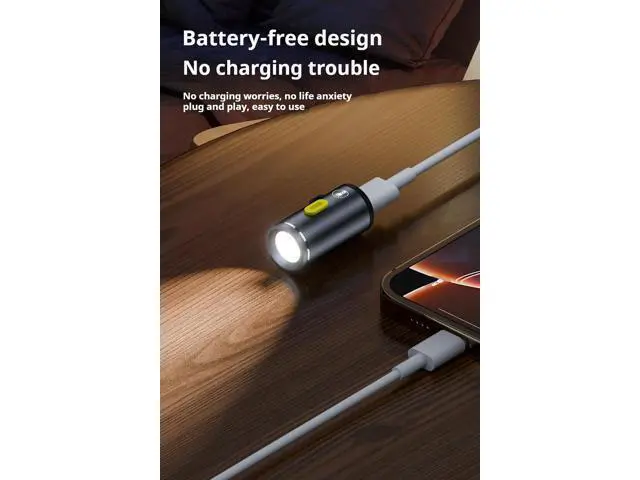 Alt view image 4 of 7 - USB C Mini Glare Torch USB Type C Emergency Llluminated Lamp, 5V 1W, Aluminium Alloy, Shell with Keychain Lanyard, for Camping Outdoor, 2Pcs