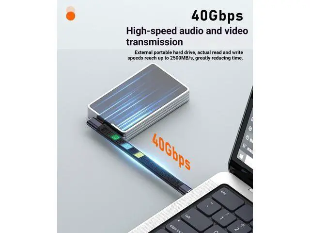 Alt view image 6 of 7 - USB4.0 USB-C Cable, 240W, 80Gbps, 90° Right Angle, PD3.1, 8K@60Hz, Emark Chip, TPE, 5.1 Inch, for OTG/Screen Mirroring/VR/Hard Drive (Mid-Bend, Black)