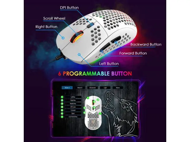 Alt view image 7 of 7 - Gaming Keyboard and Mouse Combo,88 Keys Compact Rainbow Backlit Mechanical Feel Keyboard, RGB Backlit 6400 DPI Lightweight Gaming Mouse with Honeycomb Shell for Windows PC Gamers (White)