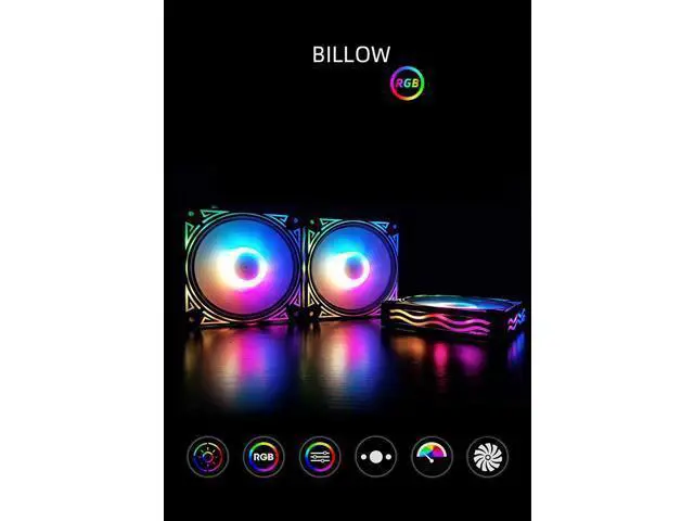 Alt view image 2 of 7 - Billow 120mm Adjust RGB Computer Case PC Cooling Fan RGB Quiet with IR Remote New Computer Cooler RGB CPU Case Fan Five in One (5 Fans with Standard Controller Kits)