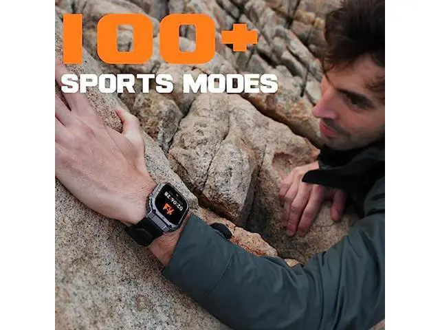 Alt view image 5 of 7 - Men's Smart Watch,100M Waterproof Rugged Military Smartwatch with Bluetooth Call(Answer/Dial Calls) 2-inch Utral Large HD Display 70 Days Extra Long Battery Life, 100+ Sports Modes Fitness Tracker
