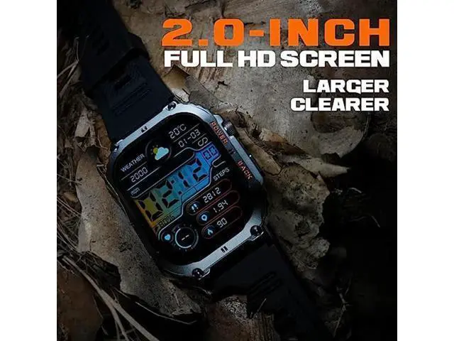 Alt view image 4 of 7 - Men's Smart Watch,100M Waterproof Rugged Military Smartwatch with Bluetooth Call(Answer/Dial Calls) 2-inch Utral Large HD Display 70 Days Extra Long Battery Life, 100+ Sports Modes Fitness Tracker
