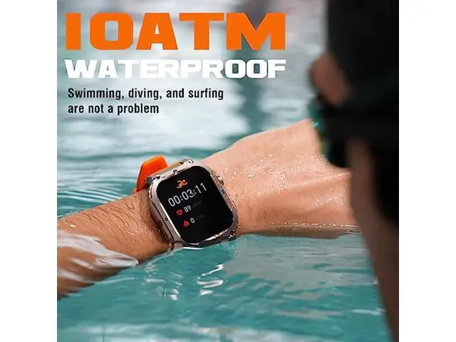 Alt view image 6 of 7 - Men's Smart Watch,100M Waterproof Rugged Military Smartwatch with Bluetooth Call(Answer/Dial Calls) 2-inch Utral Large HD Display 70 Days Extra Long Battery Life, 100+ Sports Modes Fitness Tracker