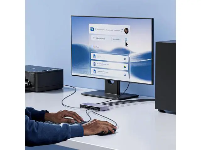 Alt view image 7 of 7 - AUTYUE 2 Port HDMI KVM Switch 1 Monitor 2 Computers, 8K@60Hz USB 3.0 KVM Switcher with 4 USB Ports for 2 Computers Share Keyboard Mouse Printer, Include Desktop Controller, 2 USB Cables&Power Adapter