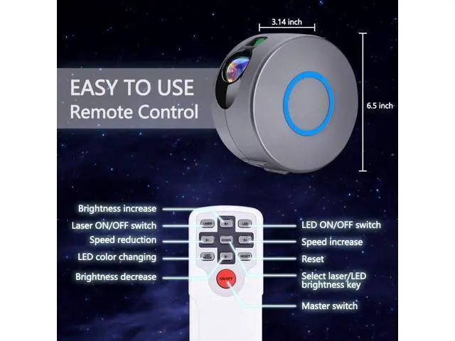 Alt view image 7 of 7 - Galaxy Projector w/Led Nebula Cloud, RGB Laser Star Light Projector, Starry Night Light Projector w/Remote Control for Kids Adults Birthday Gift/Bedroom/Game Room/Home Theatre