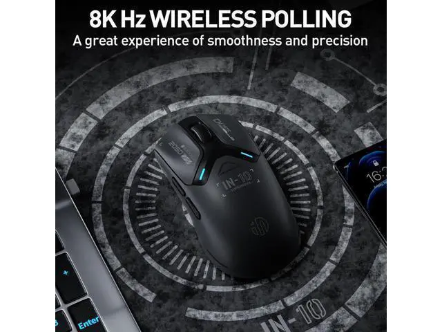 Alt view image 5 of 7 - AUTYUE Superlight Wireless Gaming Mouse, 60g Lightweight, 8K Polling Rate, up to 26,000 DPI, Tri-Mode Bluetooth 5.0 / 2.4G wireless / Type-C wired modes Gaming Mice, PAW3395 Sensor, Fully Programmable