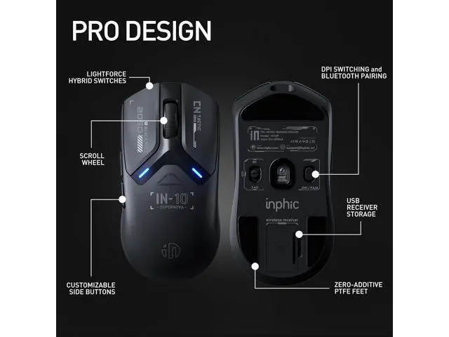 Alt view image 7 of 7 - AUTYUE Superlight Wireless Gaming Mouse, 60g Lightweight, 8K Polling Rate, up to 26,000 DPI, Tri-Mode Bluetooth 5.0 / 2.4G wireless / Type-C wired modes Gaming Mice, PAW3395 Sensor, Fully Programmable