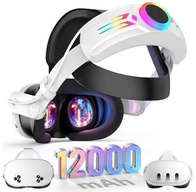 Main image of AUTYUE RGB Head Strap with Battery for Me-ta Quest 3S/Quest 3, 12000mAh Battery Pack for Extended 8H of Playtime, Fast Charging VR Power, Adjustable Elite Strap Enhanced Support and Balance in VR