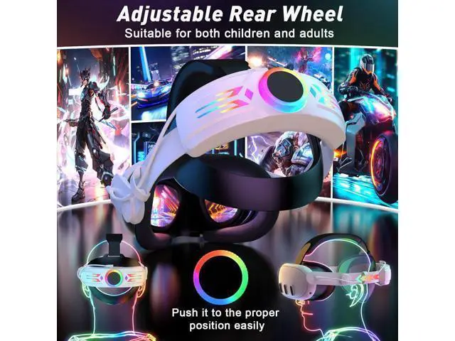 Alt view image 2 of 7 - AUTYUE RGB Head Strap with Battery for Me-ta Quest 3S/Quest 3, 12000mAh Battery Pack for Extended 8H of Playtime, Fast Charging VR Power, Adjustable Elite Strap Enhanced Support and Balance in VR