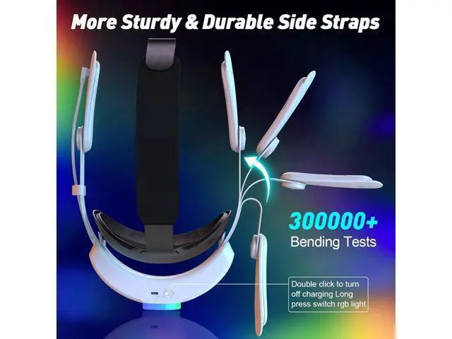 Alt view image 5 of 7 - AUTYUE RGB Head Strap with Battery for Me-ta Quest 3S/Quest 3, 12000mAh Battery Pack for Extended 8H of Playtime, Fast Charging VR Power, Adjustable Elite Strap Enhanced Support and Balance in VR