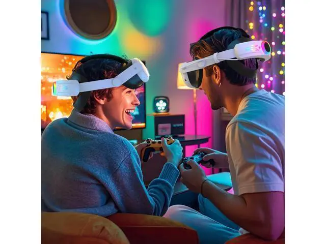 Alt view image 7 of 7 - AUTYUE RGB Head Strap with Battery for Me-ta Quest 3S/Quest 3, 12000mAh Battery Pack for Extended 8H of Playtime, Fast Charging VR Power, Adjustable Elite Strap Enhanced Support and Balance in VR