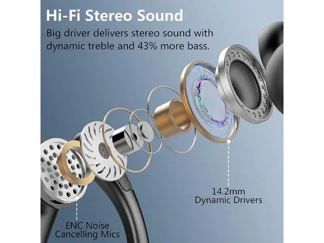 Alt view image 5 of 7 - True Wireless Earbuds, Bluetooth 5.3 Headphones Wireless with CVC8.0 Noise Cancelling Mic, IP7 Waterproof Wireless Earphones Running 3D Stereo, 90H Bluetooth Sport Ear buds Earhooks for iOS/Android