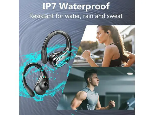 Alt view image 7 of 7 - True Wireless Earbuds, Bluetooth 5.3 Headphones Wireless with CVC8.0 Noise Cancelling Mic, IP7 Waterproof Wireless Earphones Running 3D Stereo, 90H Bluetooth Sport Ear buds Earhooks for iOS/Android