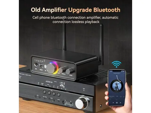 Alt view image 6 of 7 - Hitoor RGB Bluetooth 5.3 Audio Transmitter Receiver for Home Stereo TV, HiFi Wireless Bluetooth Low Latency Audio Adapter, Support DAC/AUX/RCA/USB/Coaxial/Optical/6.5MM Microphone Karaoke Hifi DSP