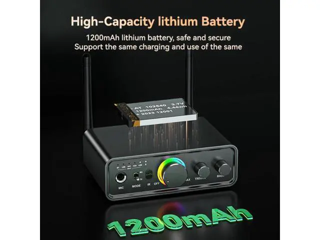 Alt view image 7 of 7 - Hitoor RGB Bluetooth 5.3 Audio Transmitter Receiver for Home Stereo TV, HiFi Wireless Bluetooth Low Latency Audio Adapter, Support DAC/AUX/RCA/USB/Coaxial/Optical/6.5MM Microphone Karaoke Hifi DSP