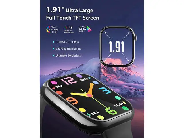 Alt view image 2 of 7 - 1.91'' Smart Watch for Men Women, Answer/Make Call, 50+ Sports Modes, Fitness Tracker with SpO2/Heart Rate/Sleep Monitor, Voice Assistant, Smartwatch for iPhone iOS Android, Step Calorie and More