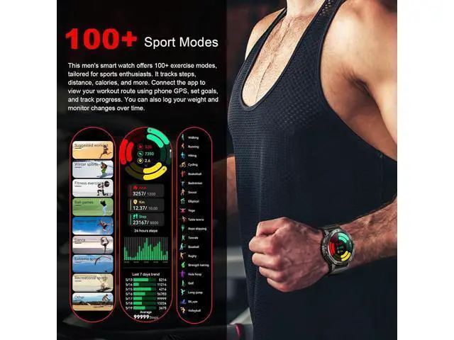 Alt view image 5 of 7 - AUTYUE Military Smart Watches for Men with Flashlight, 170+ Sport Modes 1.43" AMOLED Screen, 530mAh Answer/Make Calls, Heart Rate/SpO2/Sleep Monitor, Bluetooth Watch Compatible with IOS Android Phones