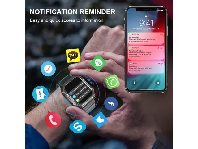 Alt view image 4 of 7 - Military Smart Watch, 1.95''HD Waterproof Smart Watches for Men with Bluetooth Call (Answer/Dial Calls), 133 Sports Modes Rugged Outdoor Tactical Fitness Tracker Smart Watch for iPhone Android