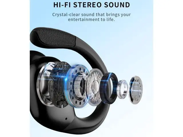 Alt view image 5 of 7 - AUTYUE Active Noise Cancelling Ear Buds Wireless Earbuds, 90H Playtime, Bluetooth Headphones Stereo Bass Over-Ear Hooks Earphones with Power Display Case, IPX7 Waterproof Headset for Workout/Running
