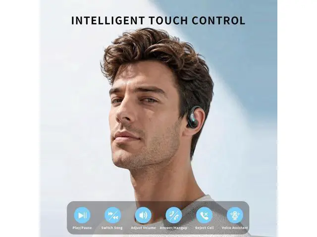 Alt view image 7 of 7 - AUTYUE Active Noise Cancelling Ear Buds Wireless Earbuds, 90H Playtime, Bluetooth Headphones Stereo Bass Over-Ear Hooks Earphones with Power Display Case, IPX7 Waterproof Headset for Workout/Running