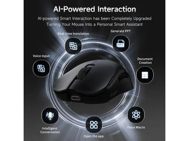 Alt view image 5 of 7 - AUTYUE AJ200P Wireless Gaming Mouse, Tri-Mode Bluetooth/2.4G/Wired PC Mouse with Magnetic Charging Dock, 65g Ultra-Lightweight Ergonomic Rechargeable Smart Mouse for Pro Gamer, 24000 DPI, PC/Mac