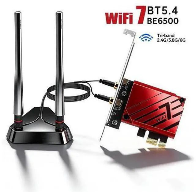 Main image of AUTYUE BE6500 WiFi 7 PCIe Network Card for Desktop PC,Tri-Band 2.4G/5G/6GHz Wireless Adapter with Bluetooth 5.4, 802.11be, MLO Low Latency,WPA3,Supports Windows 11/10 64-Bit for In-tel & AMD,Gaming,VR
