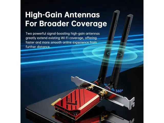 Alt view image 6 of 7 - AUTYUE BE6500 WiFi 7 PCIe Network Card for Desktop PC,Tri-Band 2.4G/5G/6GHz Wireless Adapter with Bluetooth 5.4, 802.11be, MLO Low Latency,WPA3,Supports Windows 11/10 64-Bit for In-tel & AMD,Gaming,VR