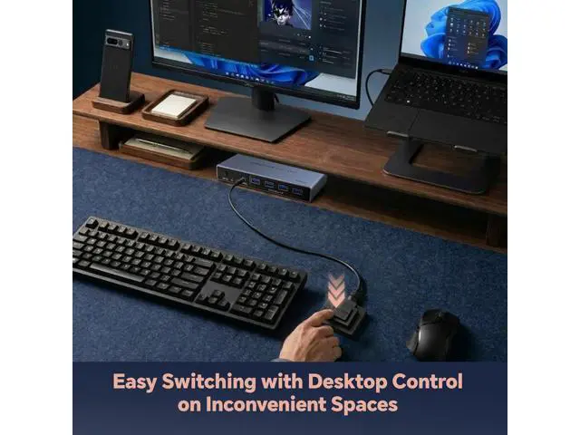 Alt view image 6 of 7 - AUTYUE USB 3.0 Switch 2 in 7 Out, USB Switcher for 2 Computers Share 4 USB-A + 3 USB-C Devices - 5Gbps USB Switch Hub for Laptop Keyboard Mouse Printer with Controller, USB C Adapter, Power Adapter
