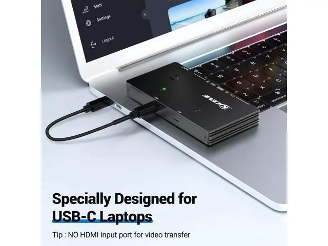 Alt view image 6 of 7 - AUTYUE 10Gbps USB 3.2 Switch 2 Computers Share 1 USB C & 3 USB A Devices, 2 in 4 Out USB Switch Selector for 2 Laptop Keyboard Mouse Portable SSD, with 2 USB C Data Cables and Wired Remote