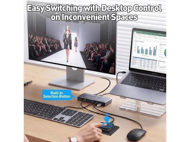 Alt view image 5 of 7 - AUTYUE 2 in 7 Out USB 3.0 Switch for 2 Computers Sharing 4 USB-A & 3 USB-C Devices - 7 Ports USB Switcher Selector to Share Keyboard, Mouse, Printer, Scanner, with 2 USB 3.0 Cables & Wired Controller