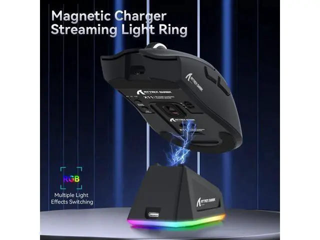 Alt view image 4 of 7 - Hitoor Ultra-Light Triple Mode (Wired, 2.4GHz Wireless & Bluetooth) Gaming Mouse, PAW3311 Optical Sensor, up to 22K DPI 5 programmable Buttons, Magnetic Charging Dock, Gaming Mice for Laptops, PC/Mac