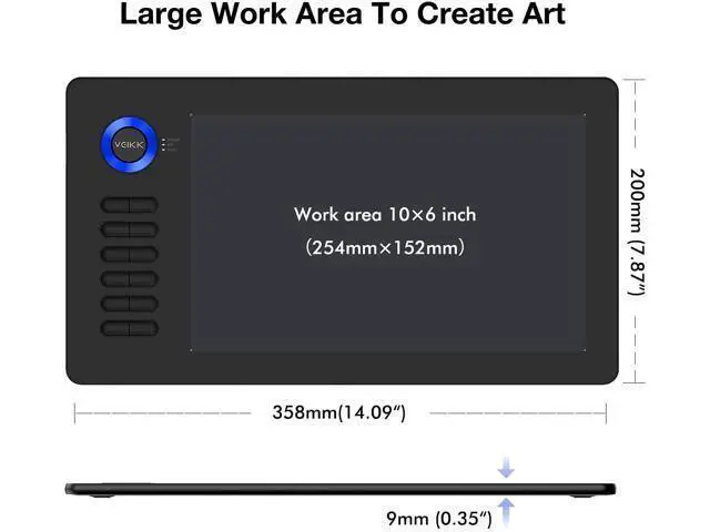 Alt view image 3 of 7 - VEIKK A15 Graphic Drawing Tablet 10x6 inch Graphics Tablet with 8192 Levels Battery-Free Stylus and 12 Shortcut Keys Art Tablet for Drawing and E-Learning/Online Classes in MAC Wins and Android(Blue)