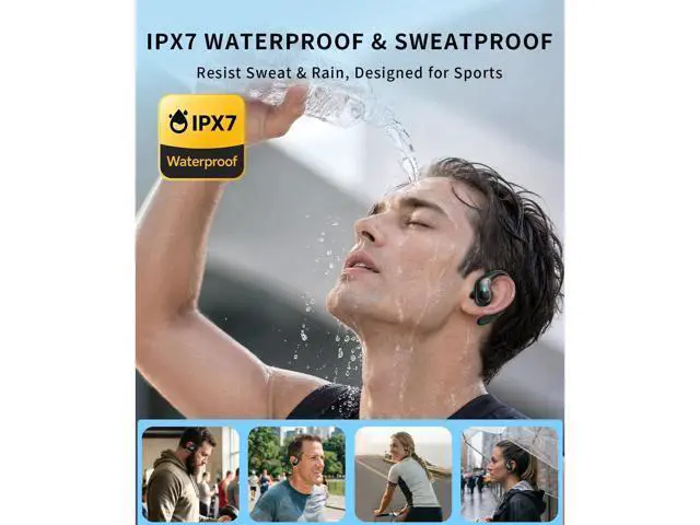 Alt view image 6 of 7 - AUTYUE Active Noise Cancelling Ear Buds Wireless Earbuds, 90H Playtime, Bluetooth Headphones Stereo Bass Over-Ear Hooks Earphones with Power Display Case, IPX7 Waterproof Headset for Workout/Running
