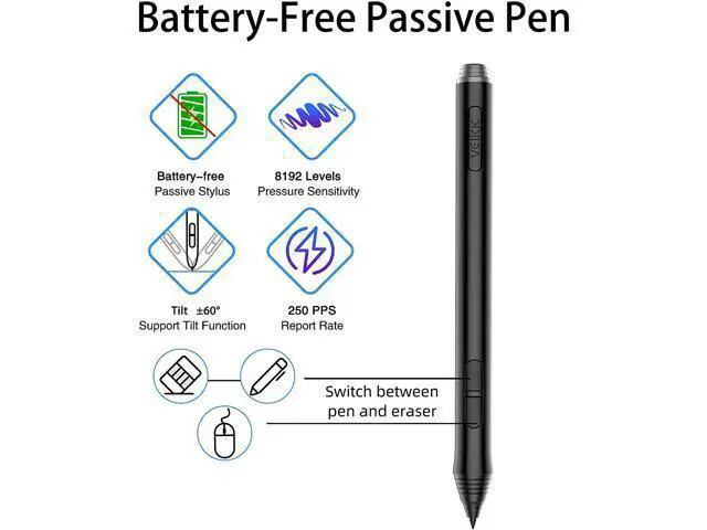 Alt view image 4 of 7 - VEIKK A15 Graphic Drawing Tablet 10x6 inch Graphics Tablet with 8192 Levels Battery-Free Stylus and 12 Shortcut Keys Art Tablet for Drawing and E-Learning/Online Classes in MAC Wins and Android(Blue)