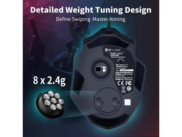 Alt view image 5 of 7 - Hitoor Large RGB Gaming Mouse Wired, 12400 DPI Wired Gamer Mouse with 6 Side Buttons & 7 Backlit Modes, Computer Gaming Mice, USB Wired Gaming Mouse for PC/Mac and Laptop - Black giyqxHw
