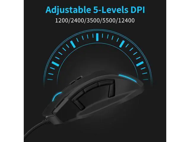 Alt view image 7 of 7 - Hitoor Large RGB Gaming Mouse Wired, 12400 DPI Wired Gamer Mouse with 6 Side Buttons & 7 Backlit Modes, Computer Gaming Mice, USB Wired Gaming Mouse for PC/Mac and Laptop - Black giyqxHw
